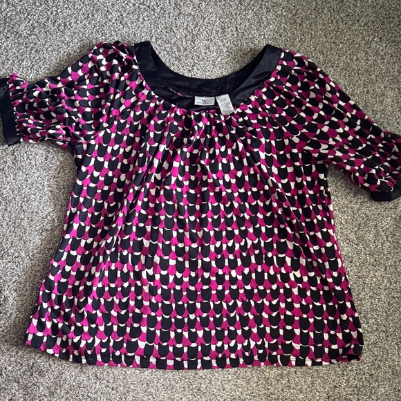Worthington Women’s Vibrant Pink and Black Blouse - Picture 1 of 7
